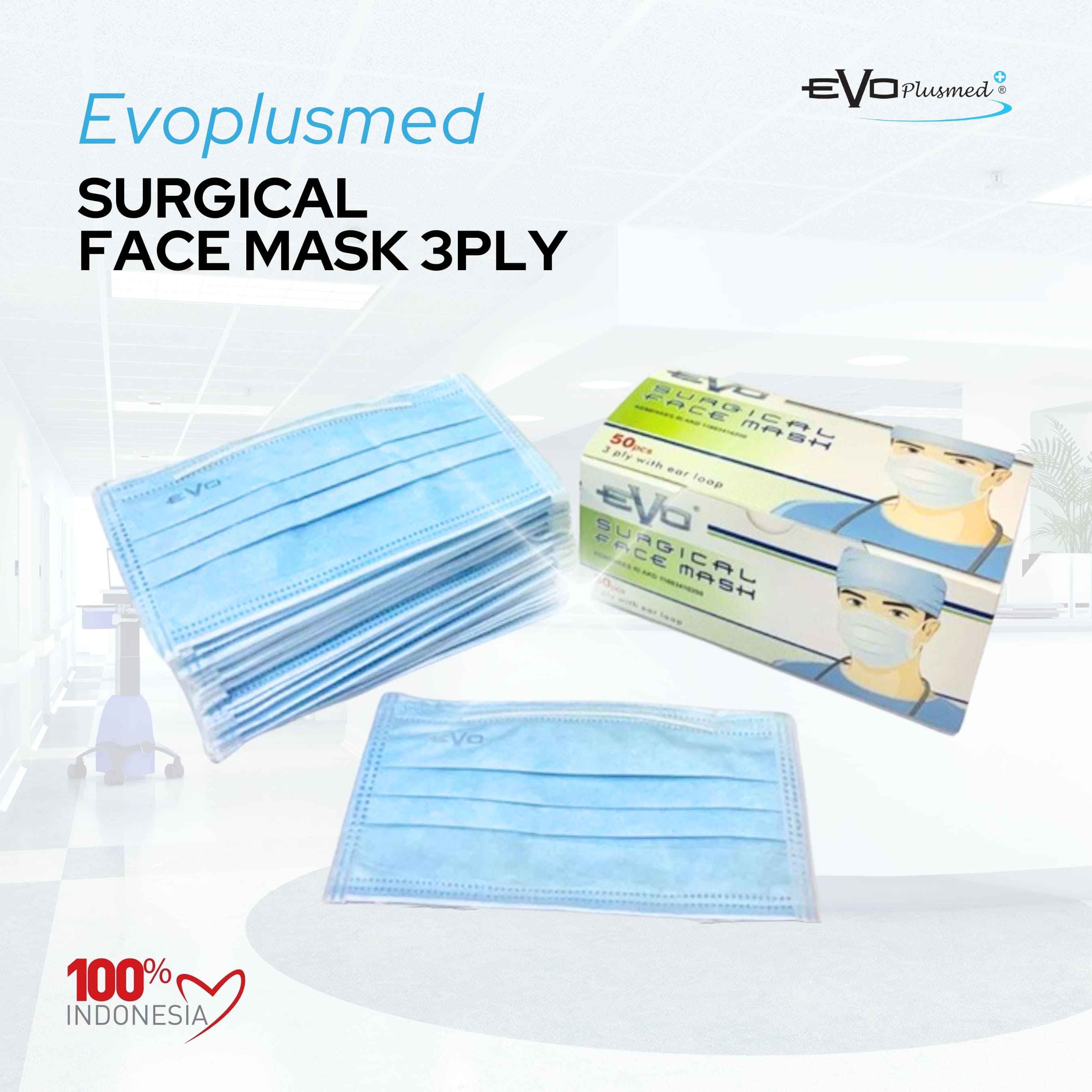 EVO SURGICAL FACE MASK 3 PLY